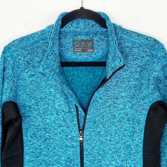 Andrew Marc Womens Full Zip Jacket Sweatshirt Athleisure Medium Teal Black - Picture 5 of 10